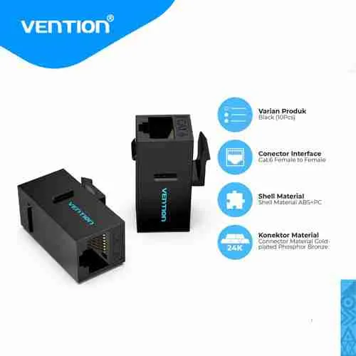 Vention IPGB0 Cat6 UTP Keystone Coupler Black